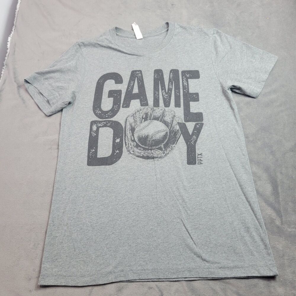 Bella + Canvas Womens Shirt Game Day Gray Heathered Crew Neck Short Sleeve M New